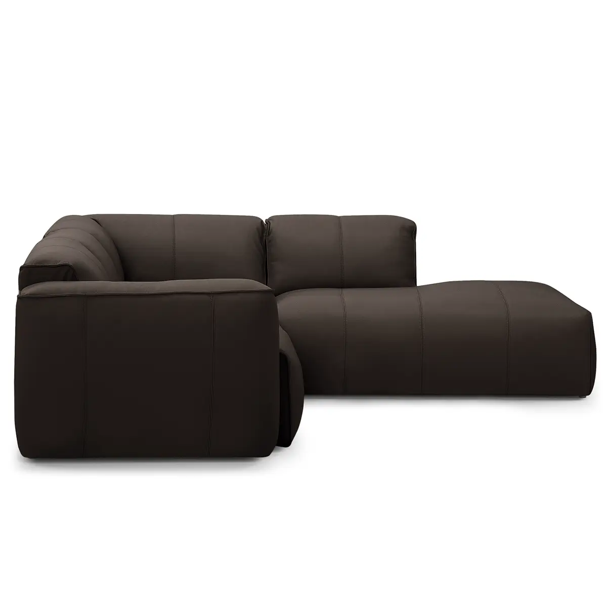 Ecksofa 3-Sitzer mit Recamiere Braun Echtleder Neka | Braun