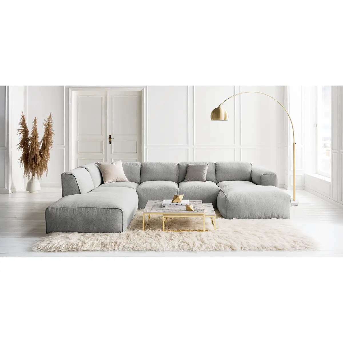 Wohnlandschaft Grau Webstoff Saia | Grau