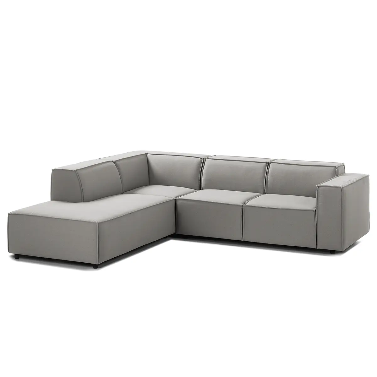 Ecksofa mit Ottomane Grau/Graubraun Webstoff Osta | Braun