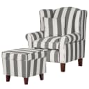 Sessel Grau/Grau Webstoff mit Hocker | Grau