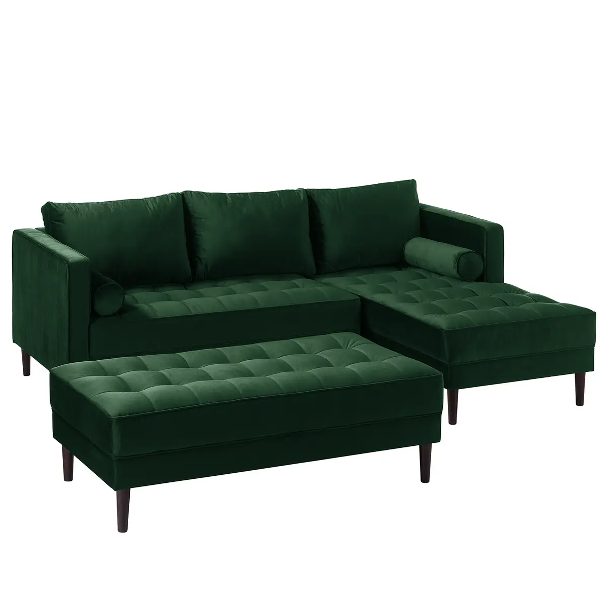 Ecksofa Grün/Dunkelgrün Samt Pauno | Grün