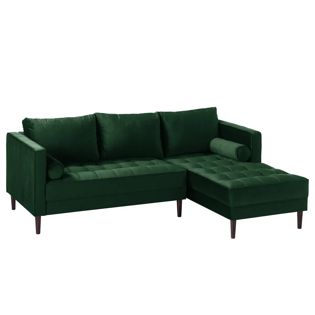 Ecksofa Grün/Dunkelgrün Samt Pauno | Grün