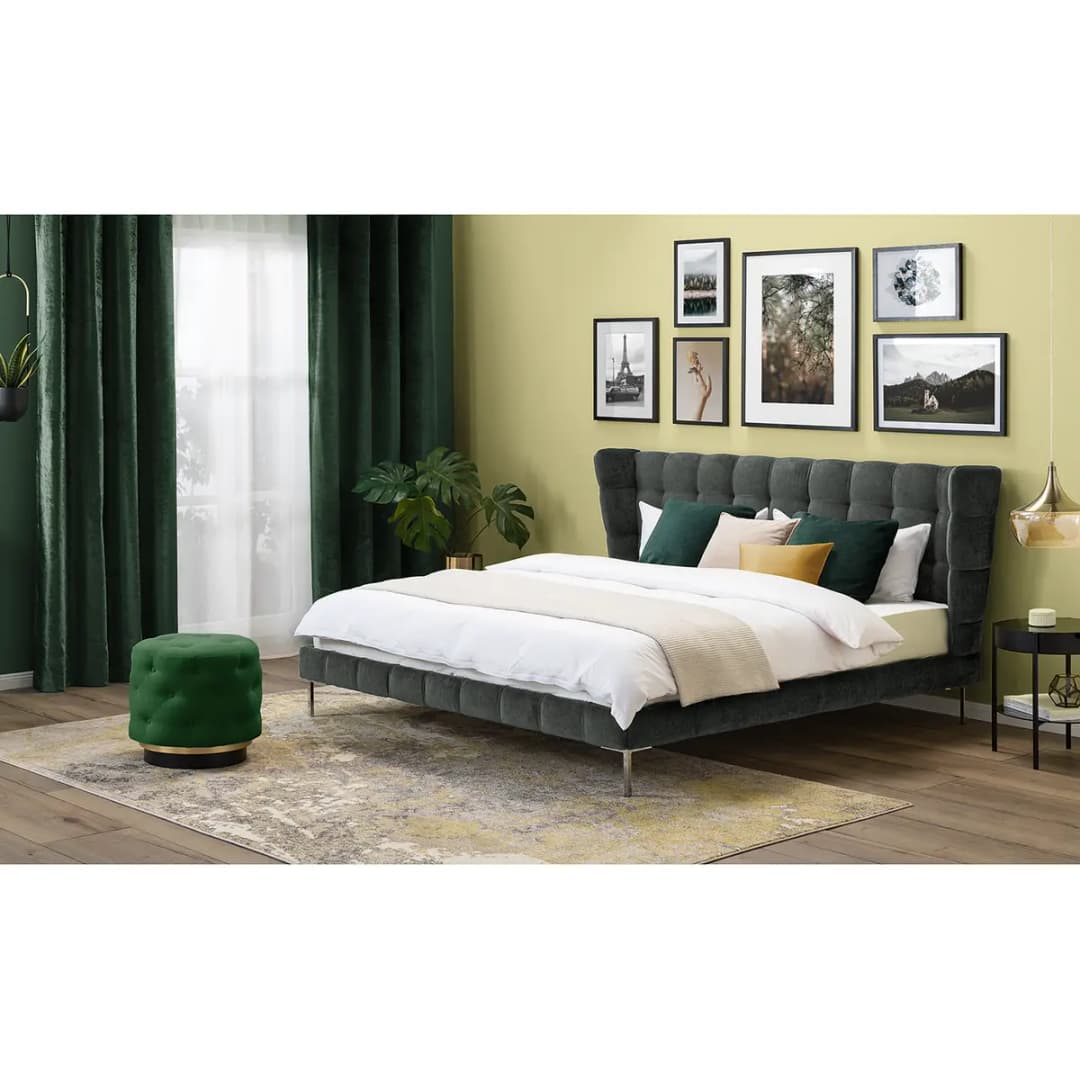 Polsterbett Neo Samt 140 x 200cm Webstoff Grau/Anthrazit | Grau