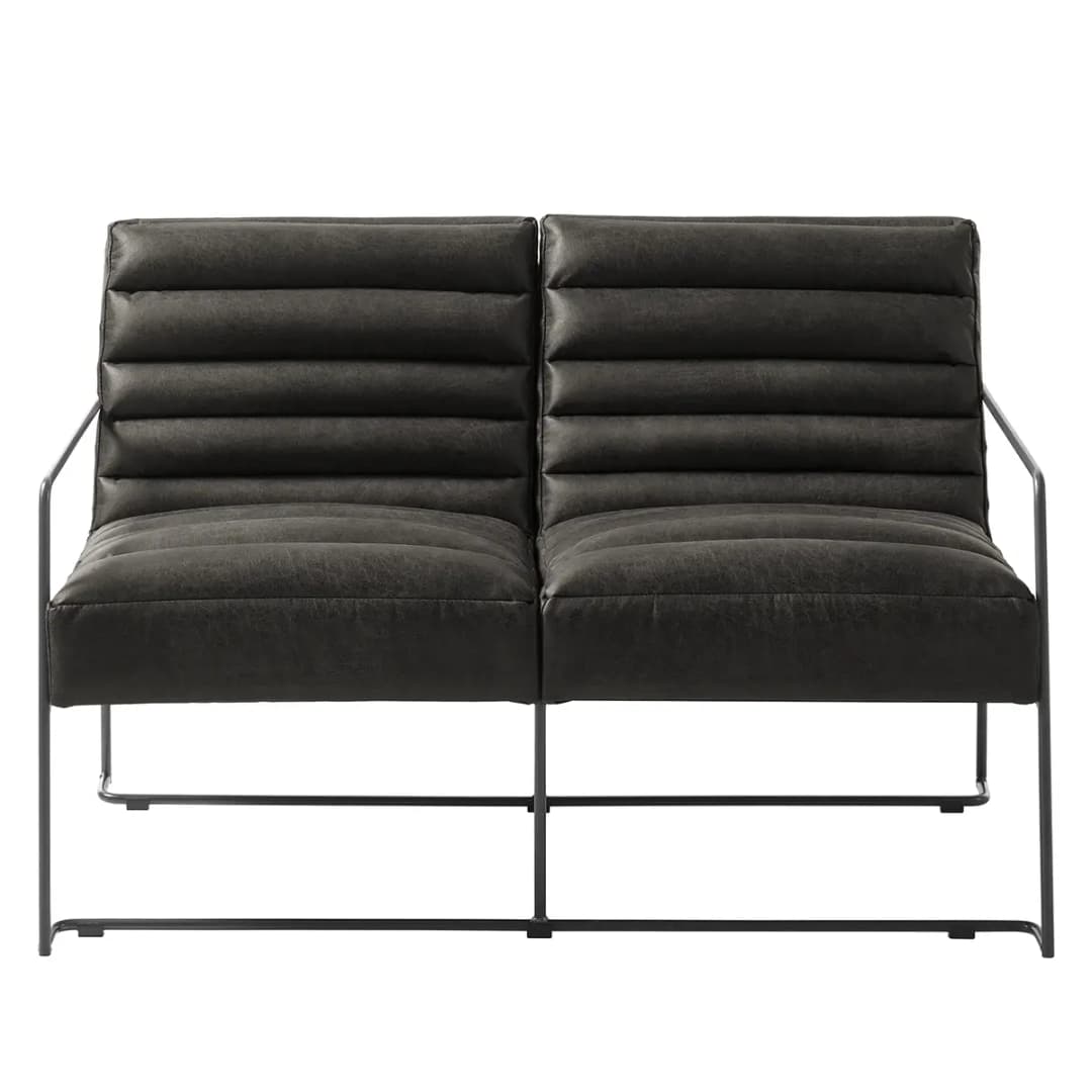 home24 Sofa 2-Sitzer Grau/Basalt | Grau