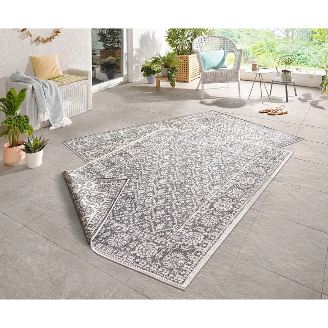 In-/Outdoorläufer Curacao Grau/Grau Webstoff 80 x 250cm | Grau
