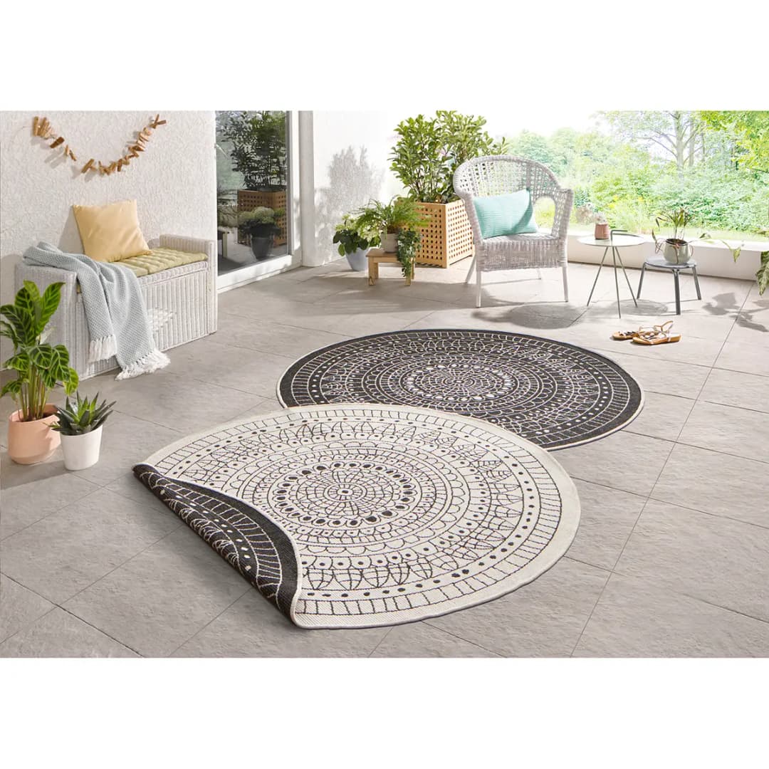 In-/Outdoorteppich Porto | Schwarz