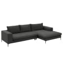 Ecksofa mit Longchair Grau/Dunkelgrau Webstoff Caya | Grau