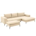 Ecksofa mit Longchair Beige/Hellbeige Webstoff Caya | Beige