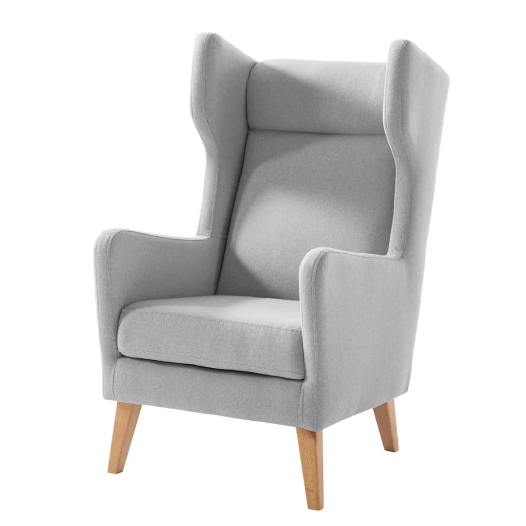 Ohrensessel Filz Grau/Kies mit Hocker | Grau