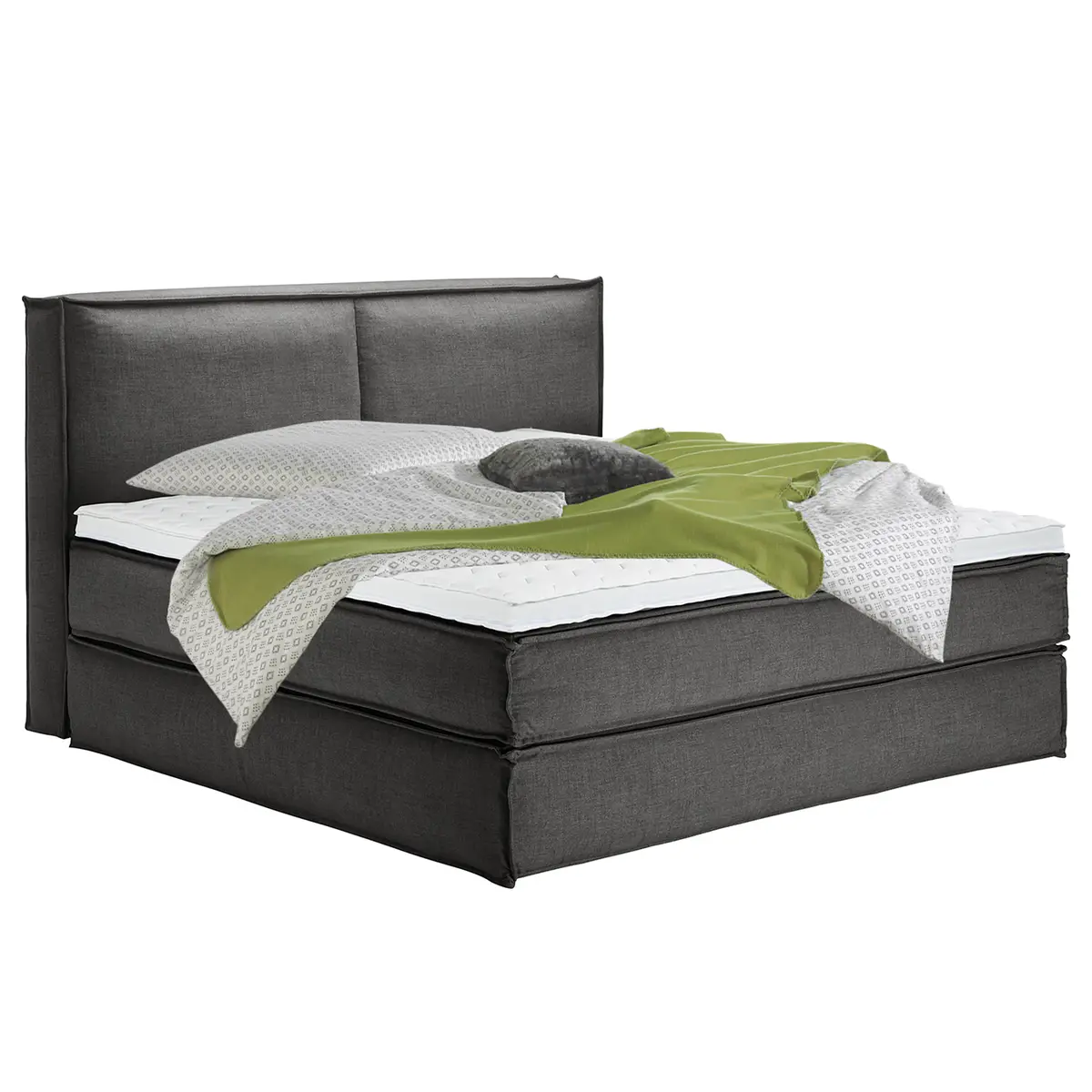 Premium Boxspringbett mit Kopfteil 200 x 200cm Flachgewebe