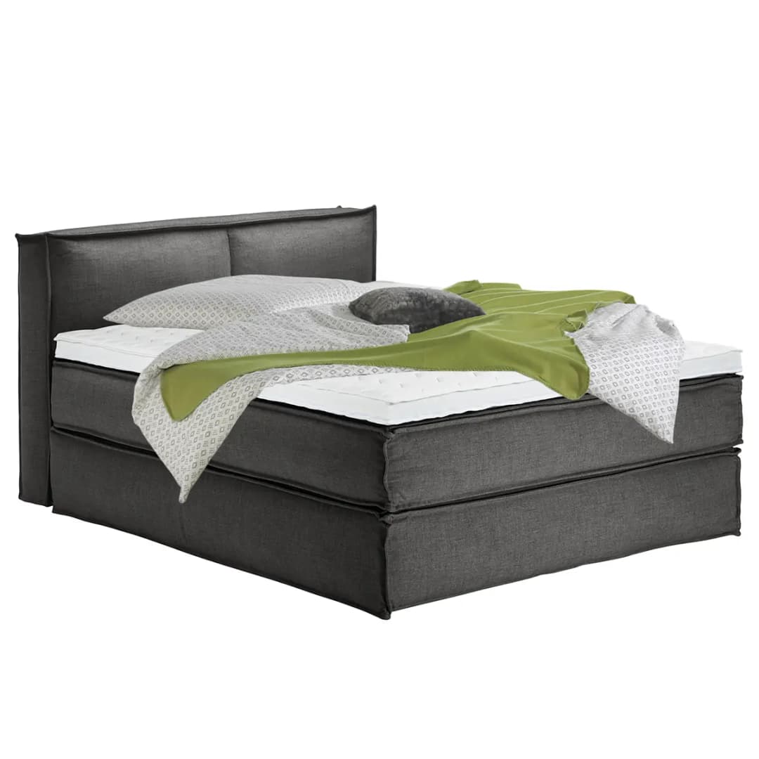 Premium Boxspringbett mit Kopfteil 160 x 200cm Flachgewebe