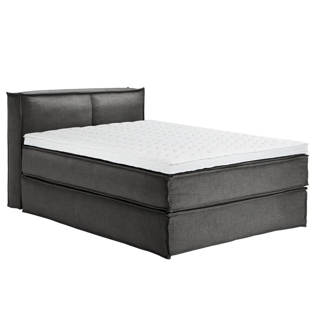 Premium Boxspringbett mit Kopfteil | Grau