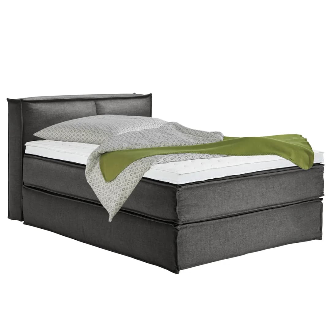 Premium Boxspringbett mit Kopfteil | Grau