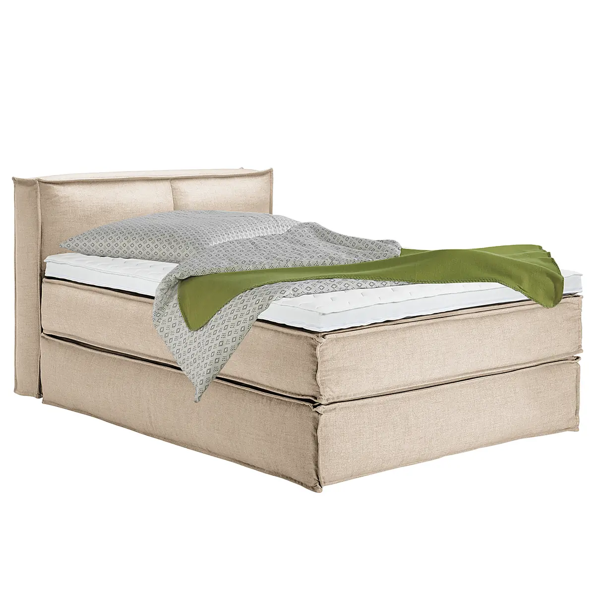 Premium Boxspringbett mit Kopfteil | Beige