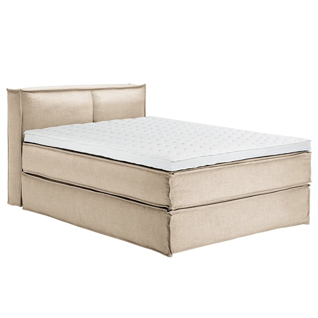Premium Boxspringbett mit Kopfteil | Beige