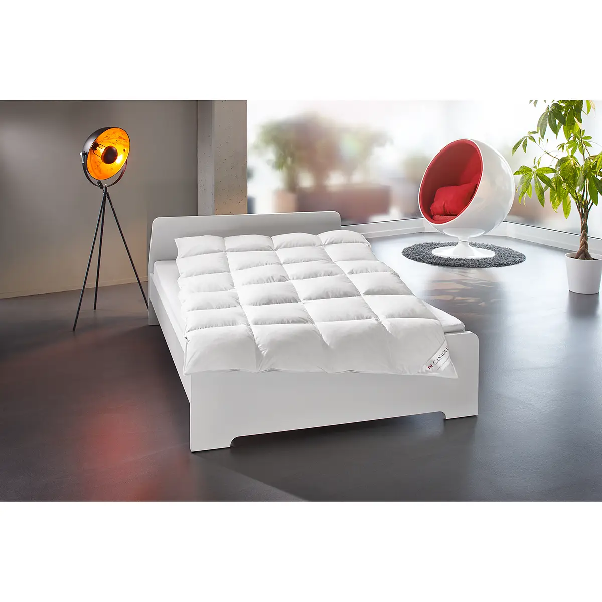 Cassettenbettdecke 155 x 220 cm Ganzjahr Weiß | Weiß