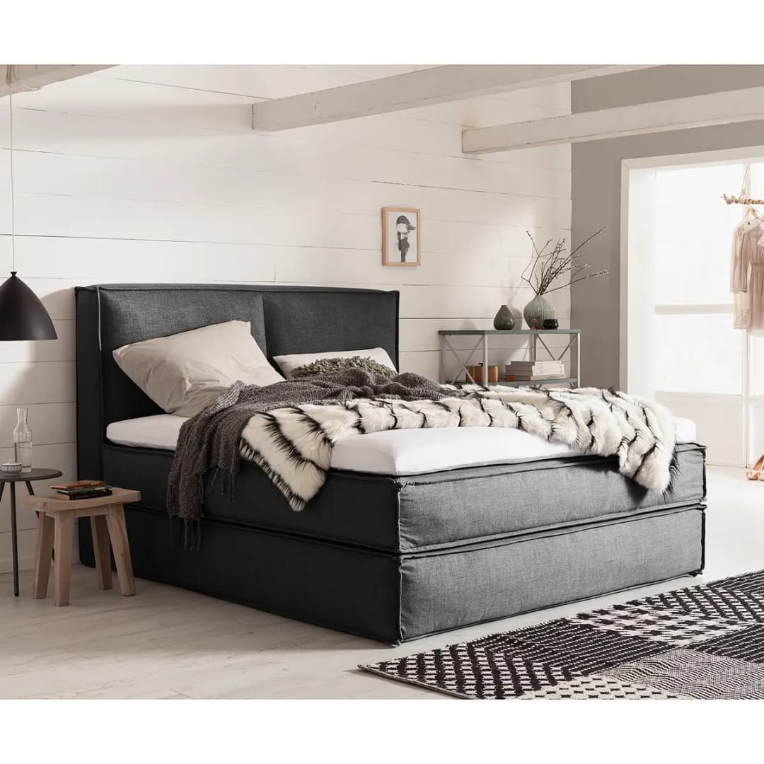 Premium Boxspringbett mit Kopfteil 200 x 220cm Flachgewebe