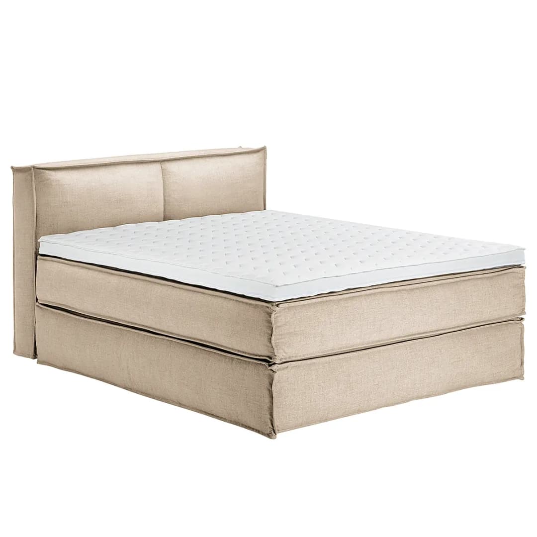 Premium Boxspringbett mit Kopfteil | Beige