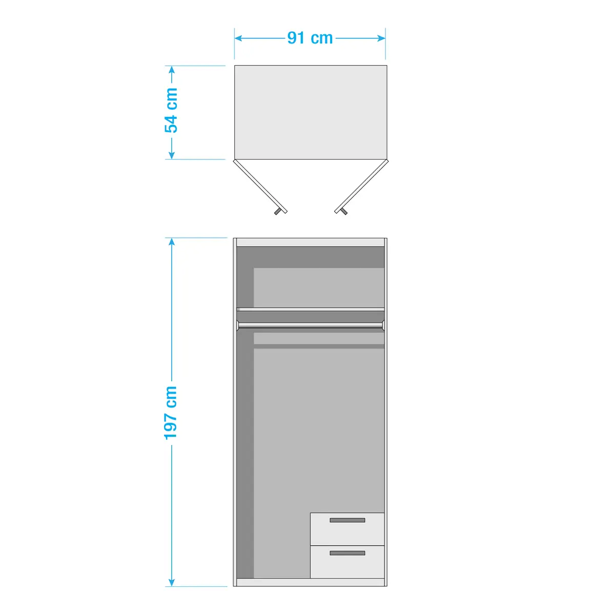 Drehtürenschrank III | Weiß