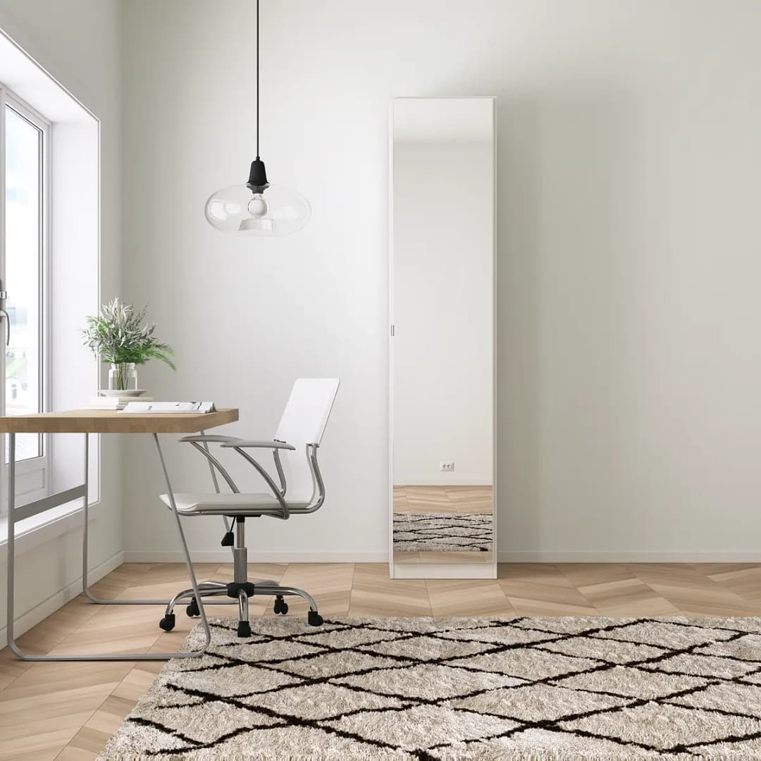 Drehtürenschrank I 47 x 197cm Weiß/Alpinweiß | Weiß