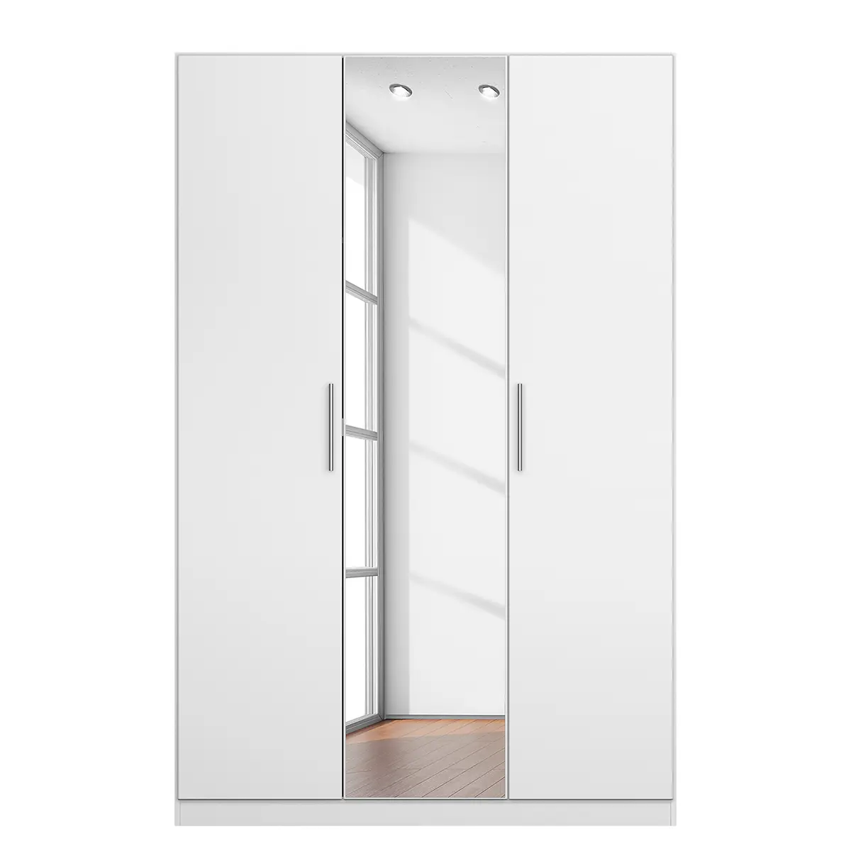 Drehtürenschrank I 136 x 197cm Weiß/Alpinweiß | Weiß
