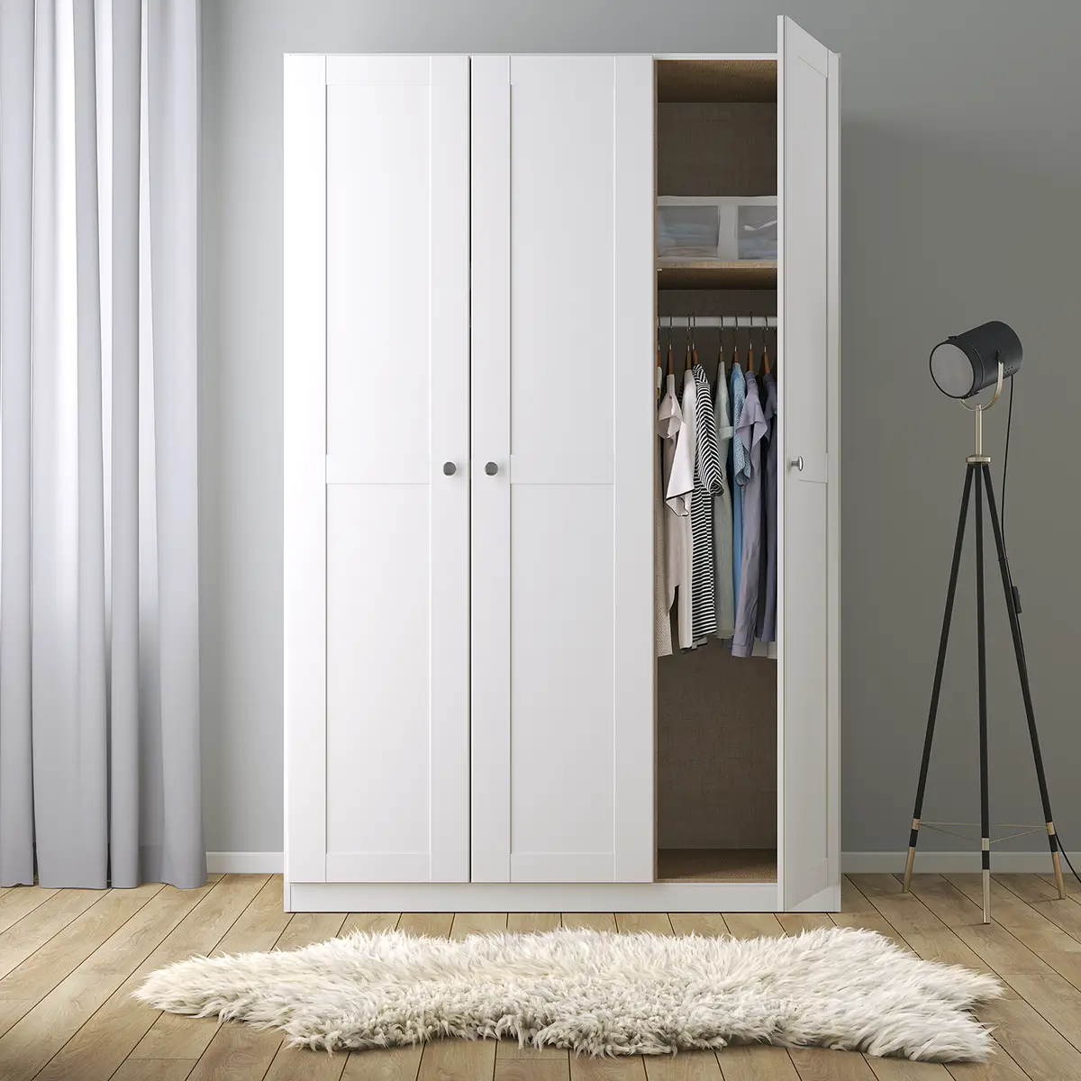 Drehtürenschrank Landhaus I | Weiß