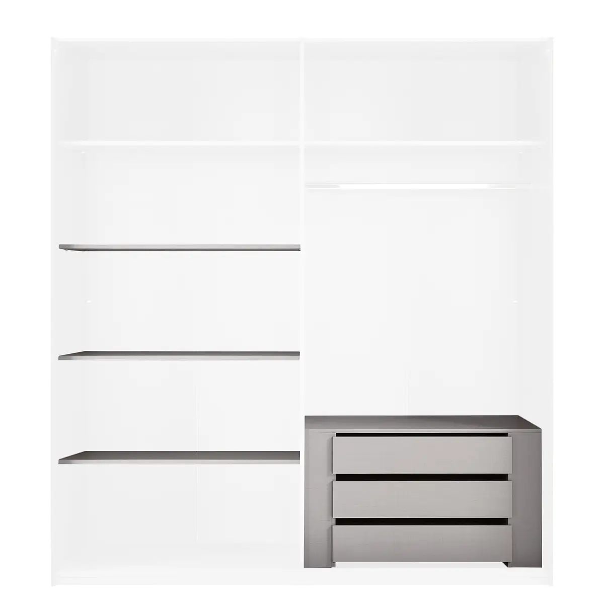 Zubehör für Kleiderschrank 90/90 210cm Grau Classic | Grau