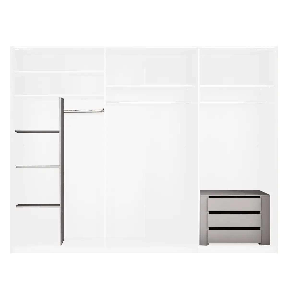 Zubehör für Kleiderschrank 90/90 236cm Grau Comfort | Grau