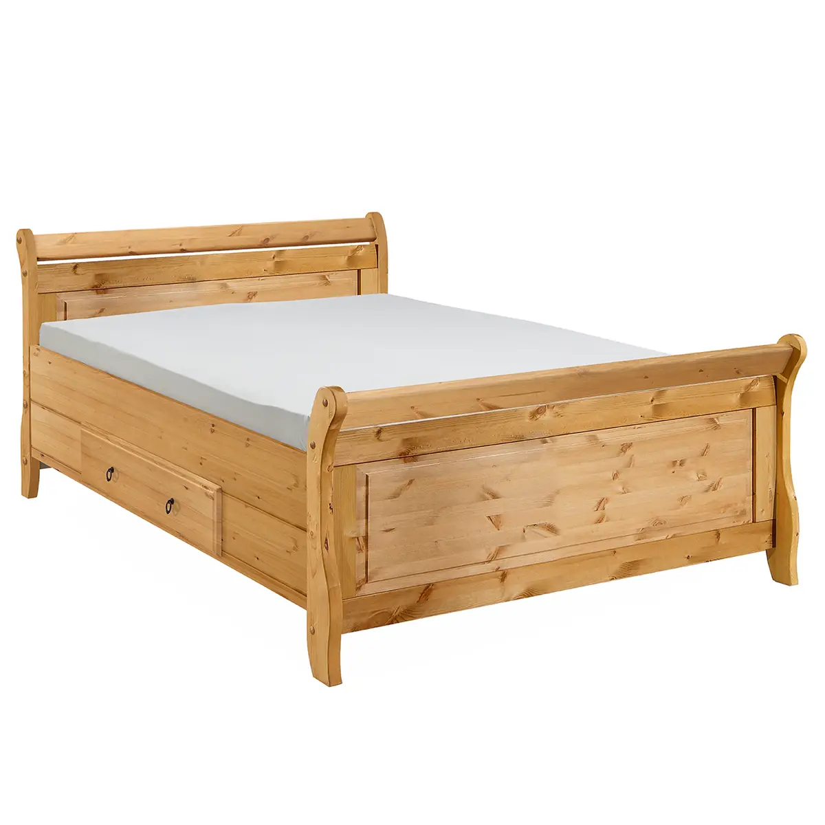 Massivholz-Doppelbett 140 x 200cm | Holztöne