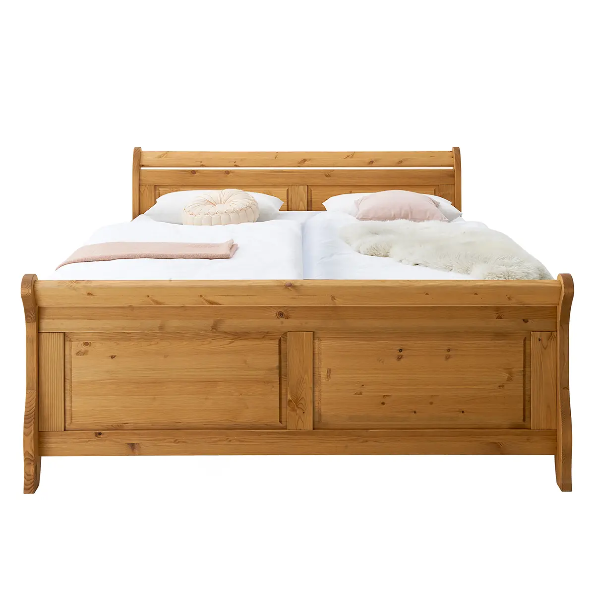 Massivholz-Doppelbett 140 x 200cm | Holztöne