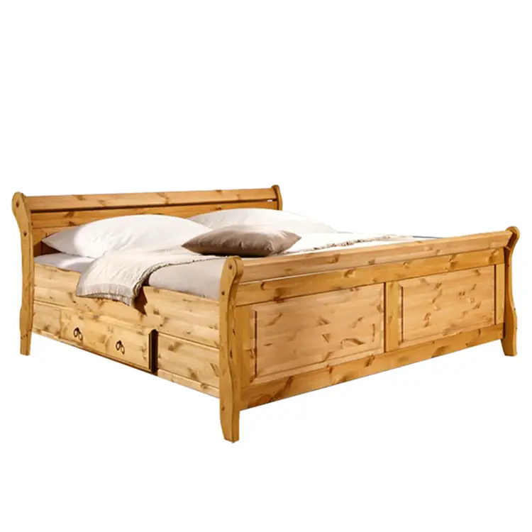 Massivholz-Doppelbett 140 x 200cm | Holztöne