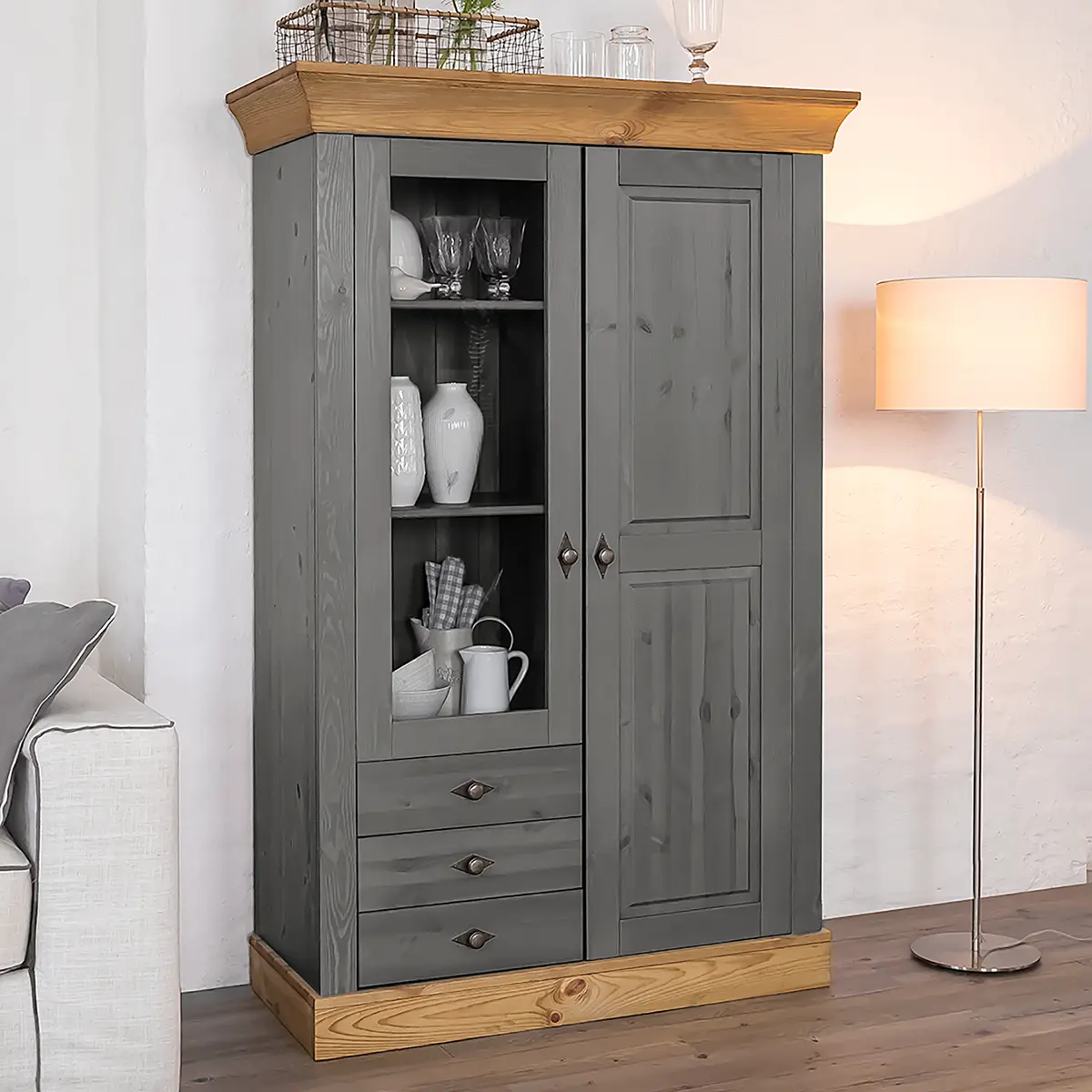 Vitrinenschrank Bergen | Braun