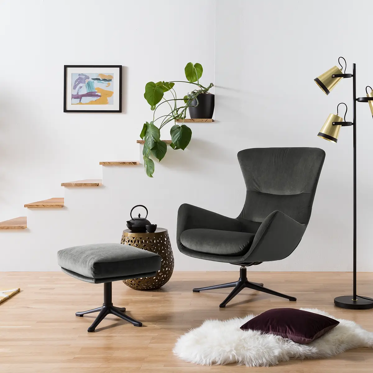 Studio Copenhagen Hocker mit Kreuzfuß | Grün