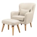 Sessel RIBOLT mit Hocker | Beige