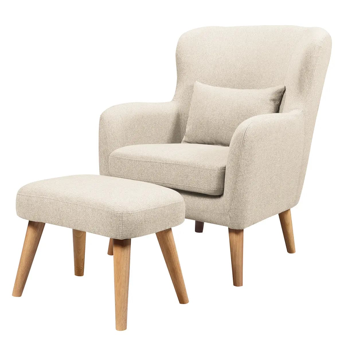 Sessel RIBOLT mit Hocker | Beige