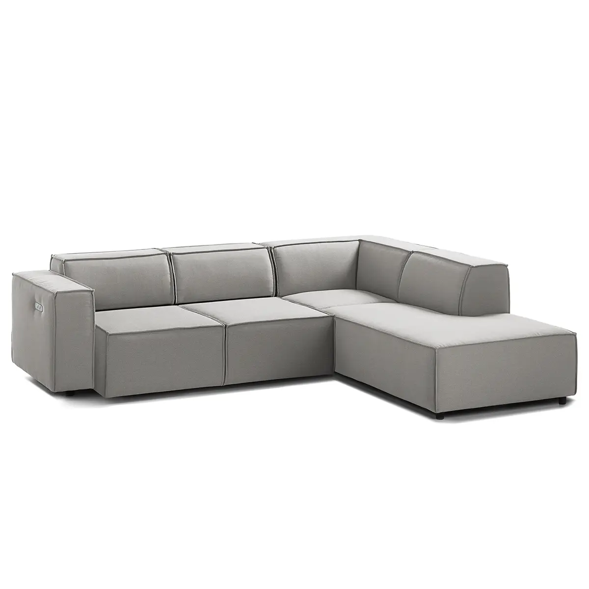 Ecksofa mit Ottomane Grau/Graubraun Webstoff Osta | Grau