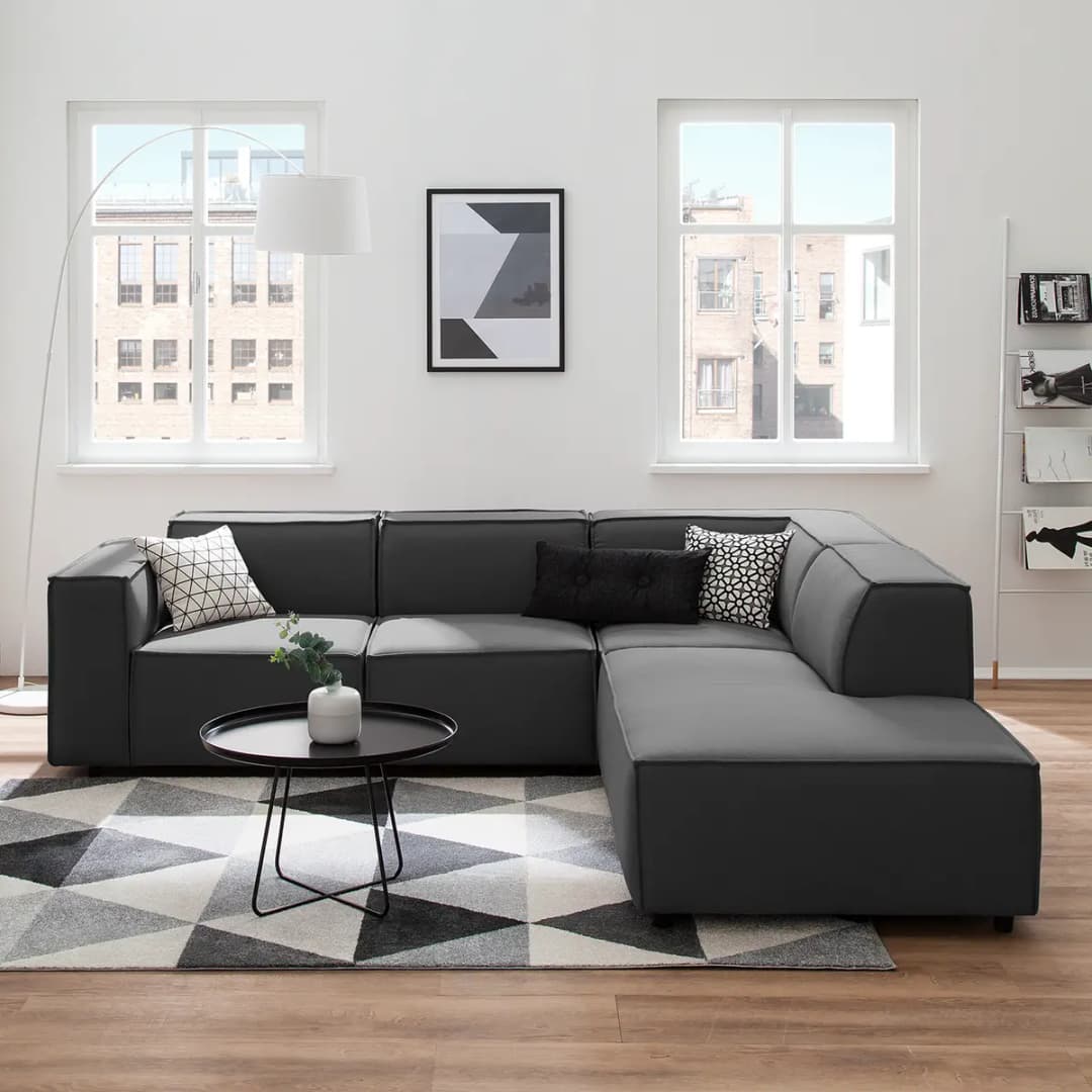 Ecksofa mit Ottomane Osta | Grau