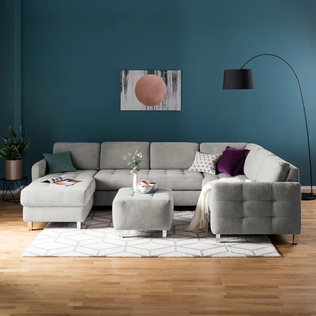 Wohnlandschaft Grau/Granit Strukturstoff | Grau