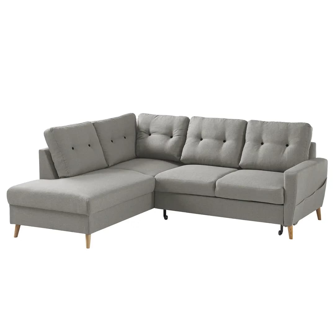 Ecksofa mit Ottomane Grau/Grau Webstoff Luba | Grau
