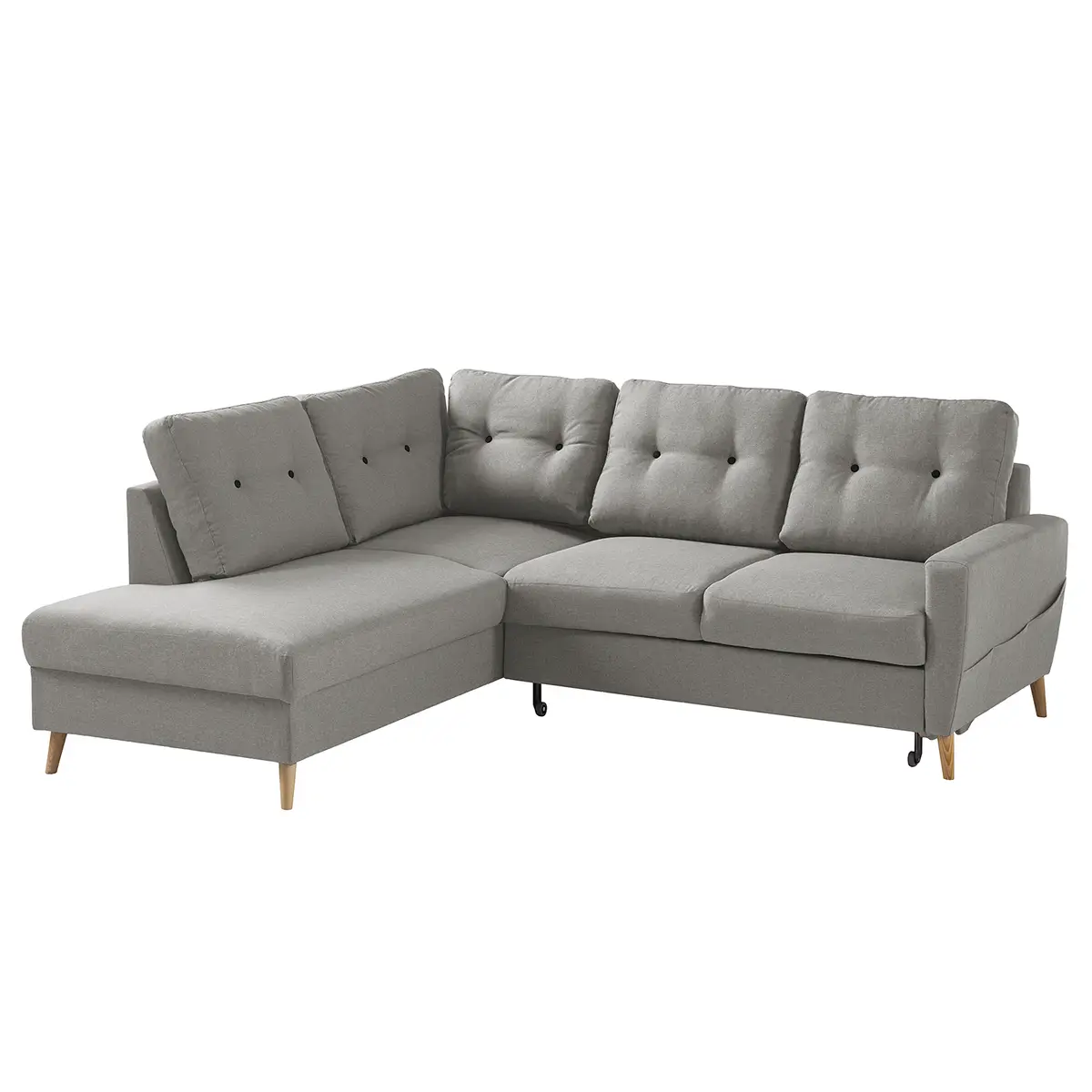 Ecksofa mit Ottomane Grau/Grau Webstoff Luba | Grau