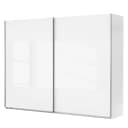Schwebetürenschrank I 225 x 210cm Weiß/Polarweiß/Weißglas