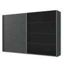 Schwebetürenschrank I 135 x 210cm Schwarz/Graphit/Glas Schwarz