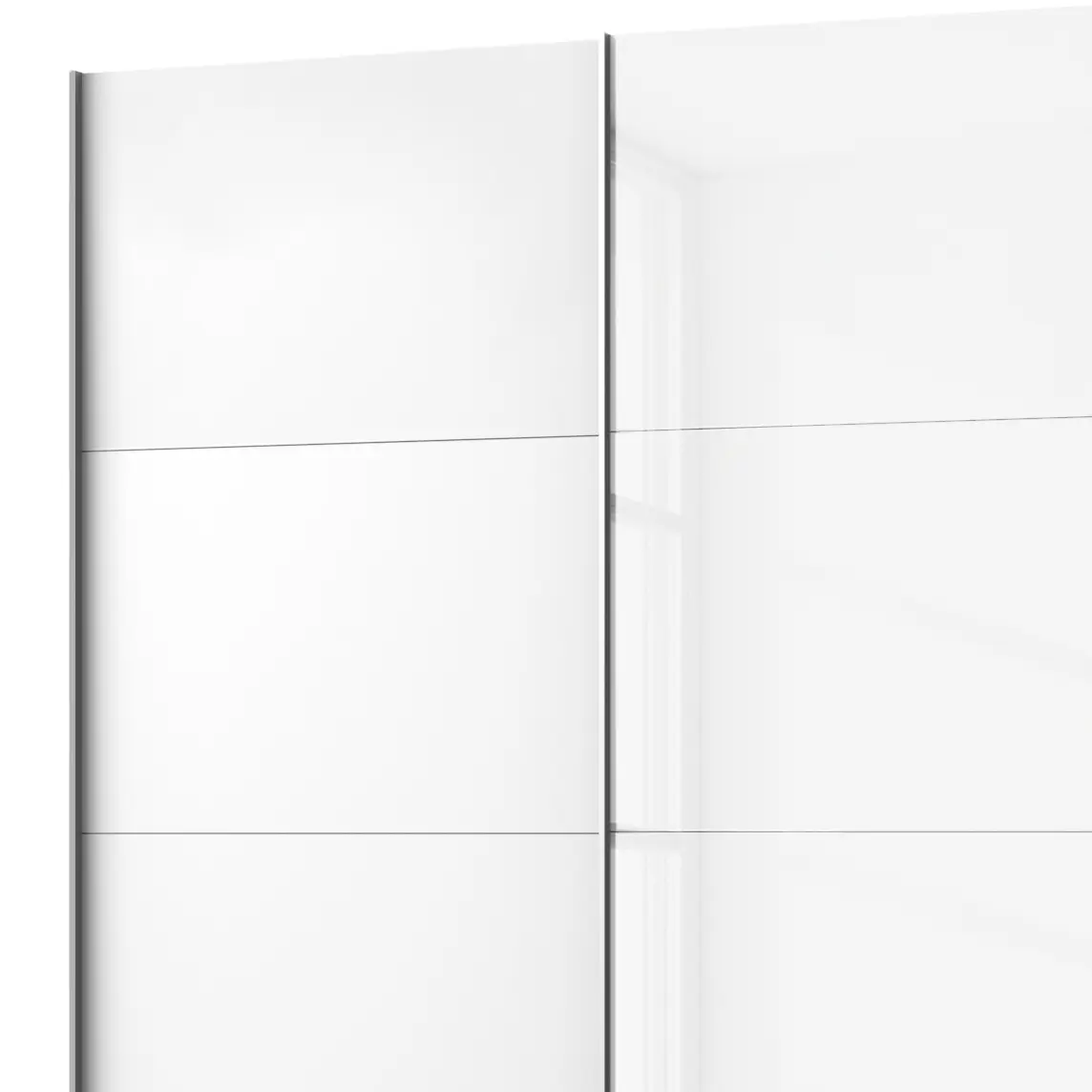 Schwebetürenschrank I 313 x 210cm Weiß/Polarweiß/Weißglas