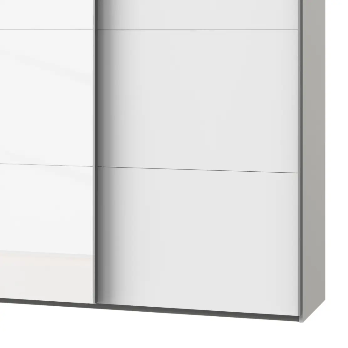 Schwebetürenschrank I 313 x 210cm Weiß/Polarweiß/Weißglas