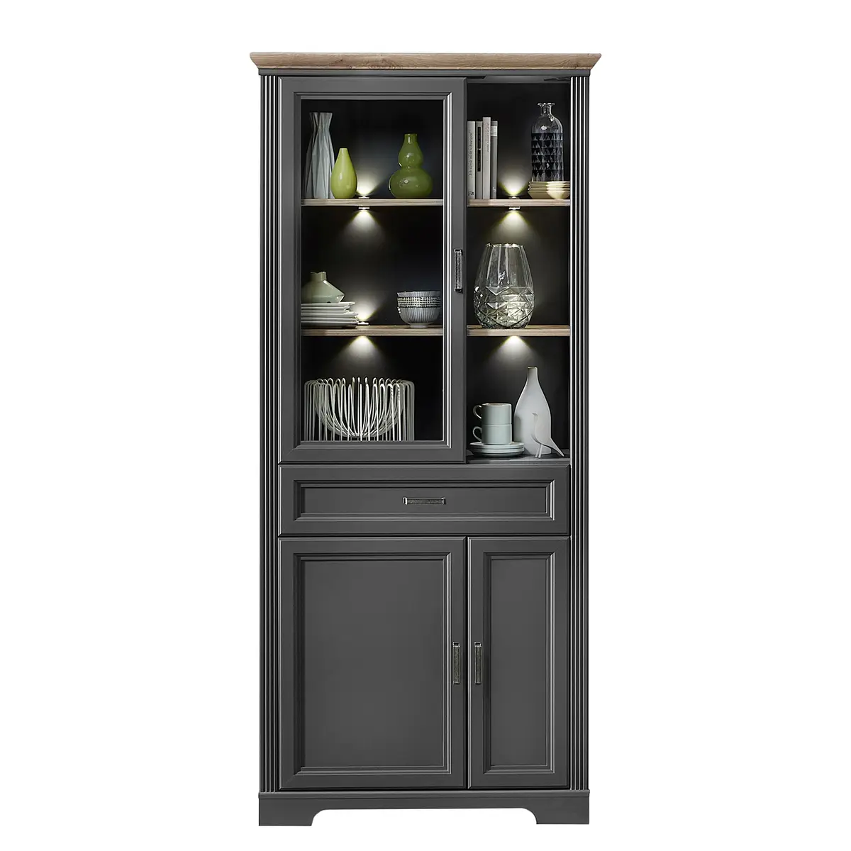 Vitrinenschrank Jasmund | Grau