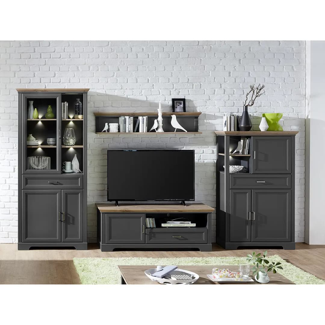 Vitrinenschrank Jasmund | Grau