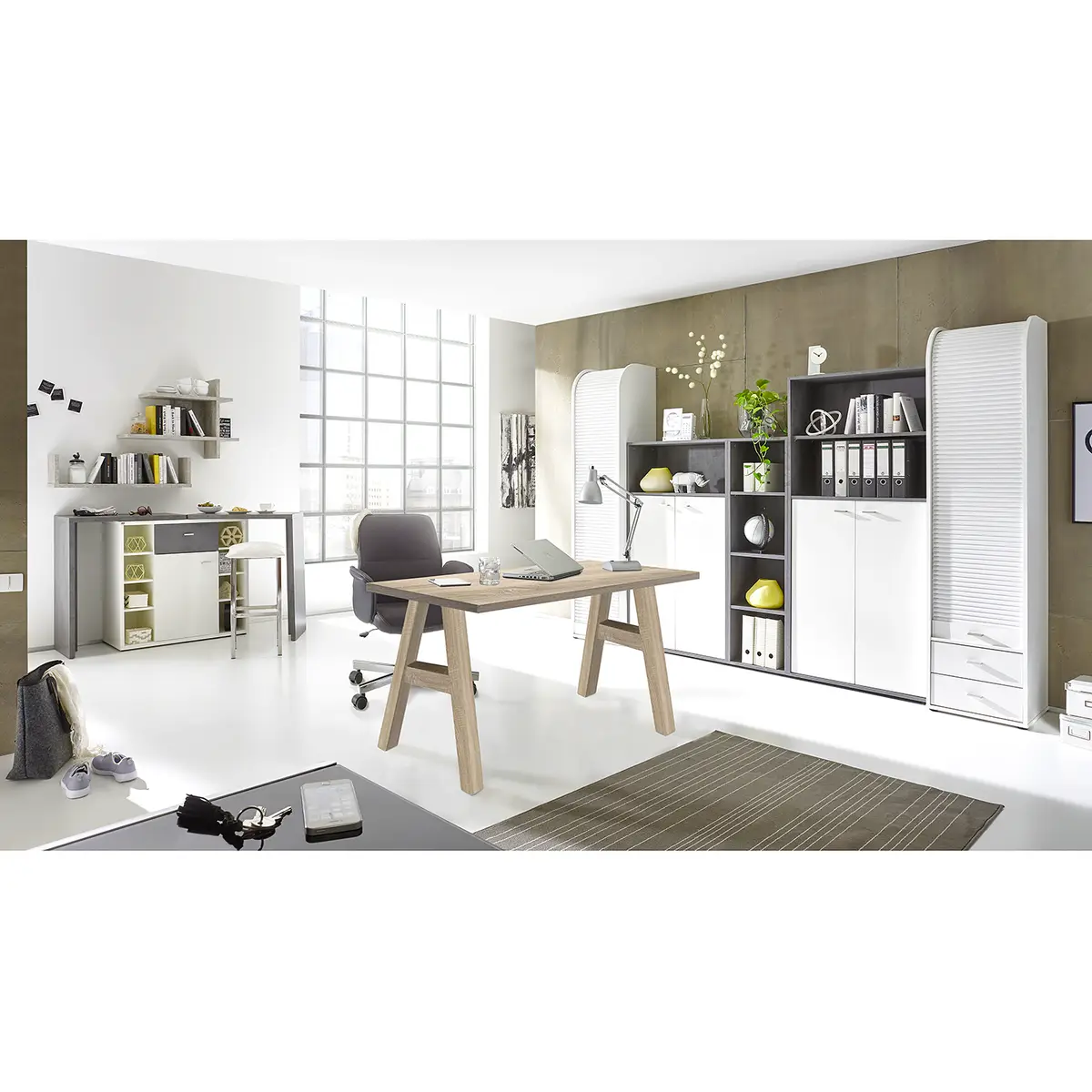 Schreibtisch Leeton I 140cm Braun/Eiche Sanremo Hell Dekor | Braun