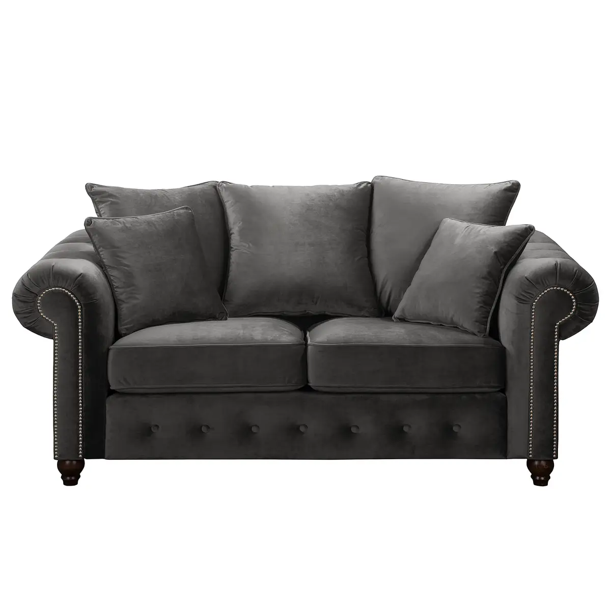 Sofa 2-Sitzer Grau Samt | Grau