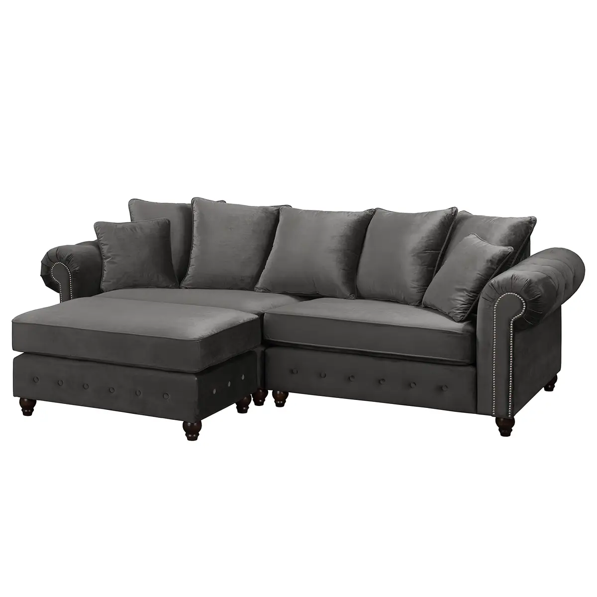 Jack & Alice Bigsofa Grau/Grau Samt | Grau
