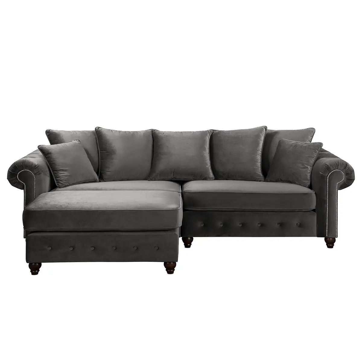 Jack & Alice Bigsofa Grau/Grau Samt | Grau